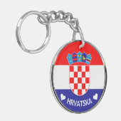 クロアチアの紋章 | テキスト入りのHrvatski grb キーホルダー (正面左)