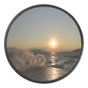 クロアチアの美しい夕日の防波堤 アイスホッケーパック