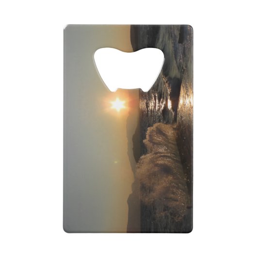 クロアチアの美しい夕日の防波堤 クレジットカード栓抜き (正面)