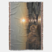 クロアチアの美しい夕日の防波堤 スローブランケット (正面縦)