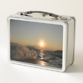 クロアチアの美しい夕日の防波堤 メタルランチボックス (裏面)