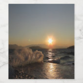 クロアチアの美しい夕日の防波堤 ワインラベル (シングルラベル)