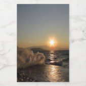 クロアチアの美しい夕日の防波堤 ワインラベル (シングルラベル)