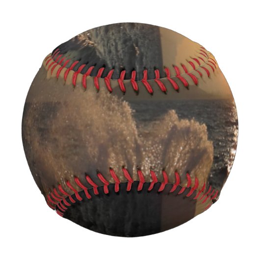 クロアチアの美しい夕日の防波堤 野球ボール (裏面)