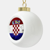 クロアチアの黒くグランジな旗 セラミックボールオーナメント (右)