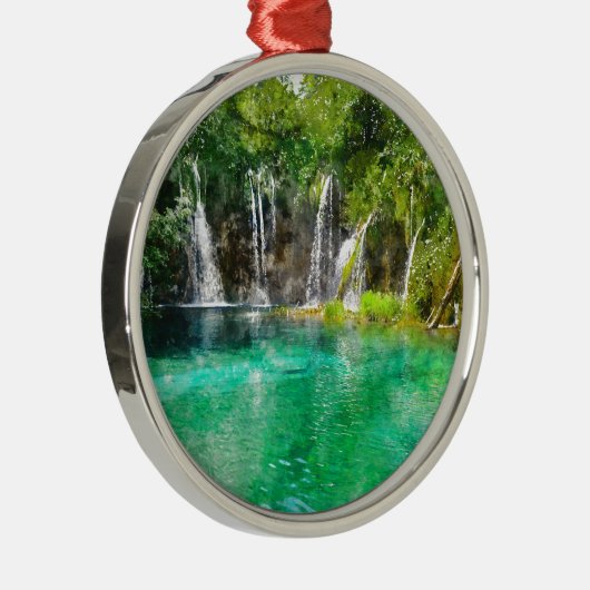 クロアチアのPlitviceの国立公園の滝 メタルオーナメント (右)