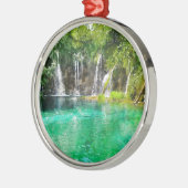 クロアチアのPlitviceの国立公園の滝 メタルオーナメント (左)