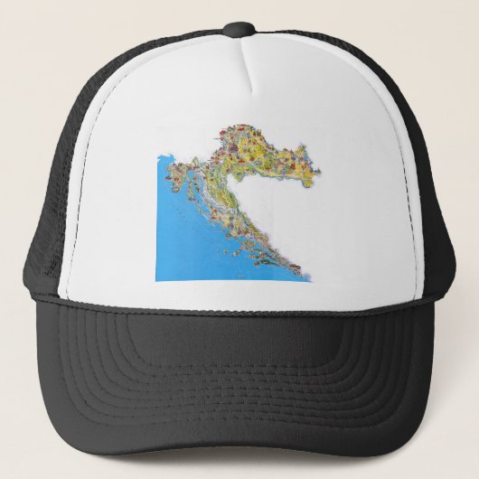 クロアチアのtouristic地図、hrvatskaのturističkaのmapa キャップ (正面)