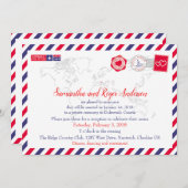 クロアチアエアメール後結婚披露宴カード 招待状 (正面/裏面)