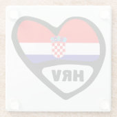 クロアチアカントリーコード国旗ハートHrvatska ガラスコースター (裏面)