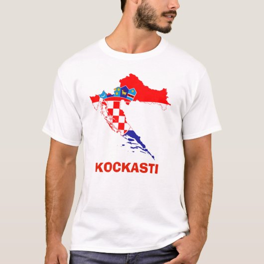 クロアチアクカスティTシャツの国旗の地図 Tシャツ (正面)