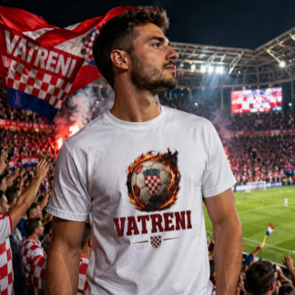 クロアチアサッカーファンの情熱的なデザイン Tシャツ