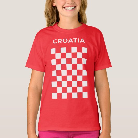 クロアチアチェック ホワイト Tシャツ (正面)