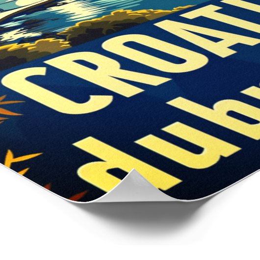 クロアチアドブロヴニクヴィンテージ有名なトラベルプレイス ポスター (角)