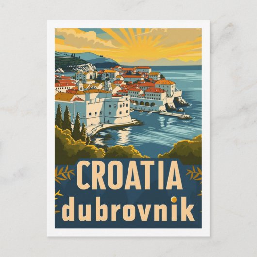 クロアチアドブロヴニクヴィンテージ有名なトラベルプレイス ポストカード (正面)