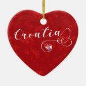 クロアチアハート、クリスマスツリーオーナメント、クロアチア語 セラミックオーナメント (正面)