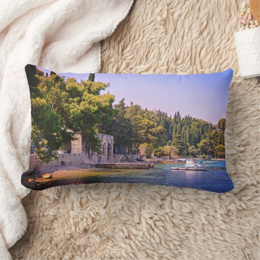 クロアチアビュー・オブ・ビーチ ランバークッション (ブランケット)