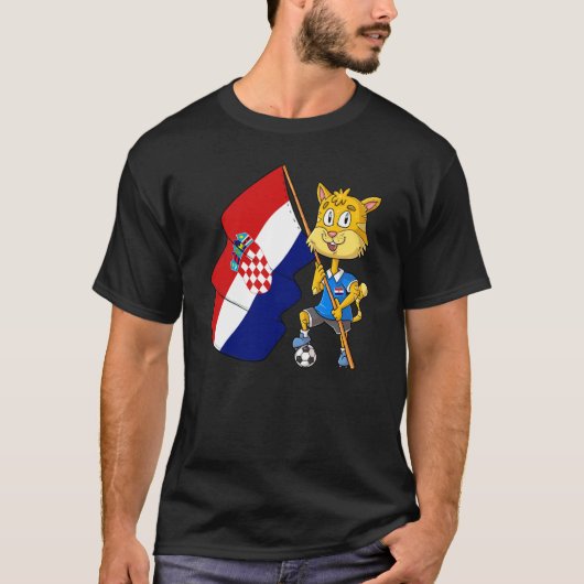 クロアチアファンの猫 Tシャツ (正面)