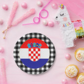 クロアチアプレート、バッファロー・プレイド&クロアチア国旗 ペーパープレート (パーティー)