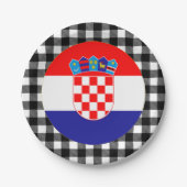 クロアチアプレート、バッファロー・プレイド&クロアチア国旗 ペーパープレート (正面)