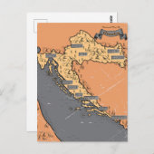 クロアチアヴィンテージの旧地図 ポストカード (正面/裏面)