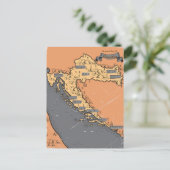 クロアチアヴィンテージの旧地図 案内ポストカード (スタンド正面)