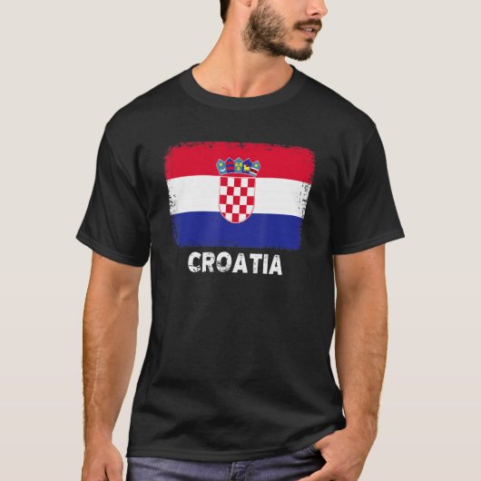 クロアチア人ヴィンテージクロアチア国旗 Tシャツ (正面)