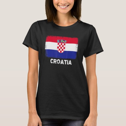 クロアチア人ヴィンテージクロアチア国旗 Tシャツ (正面)