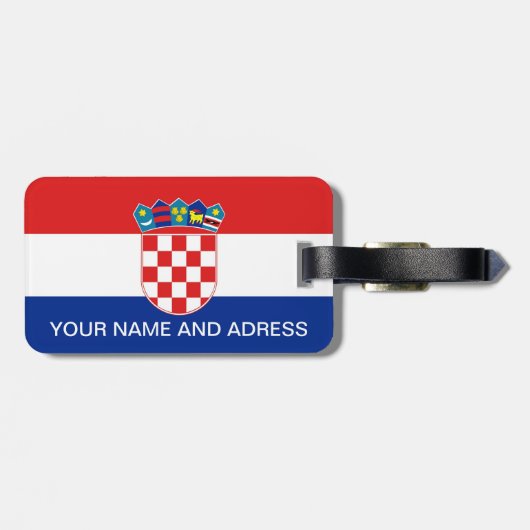 クロアチア国旗が付いた荷札 ラゲッジタグ (裏面横)