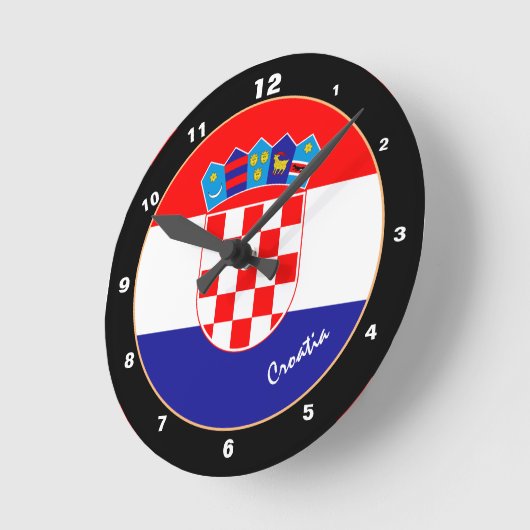 クロアチア国旗とクロアチアトレンディーファッション/デザイン ラウンド壁時計 (傾斜)