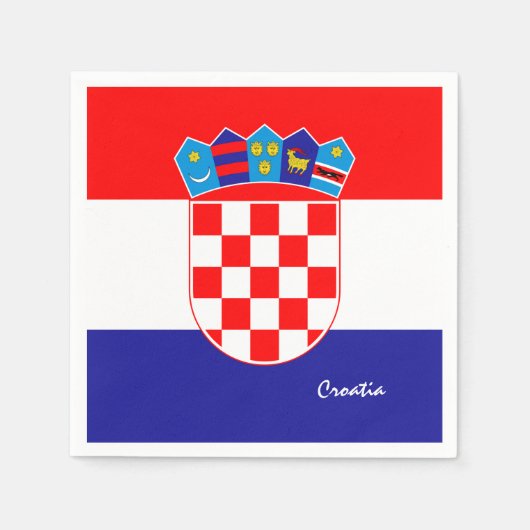 クロアチア国旗とクロアチアパーティーファッション/スポーツ スタンダードカクテルナプキン (正面)