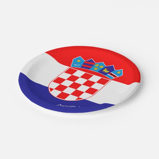 クロアチア国旗とクロアチアパーティー愛国者/スポーツ ペーパープレート (アングル)