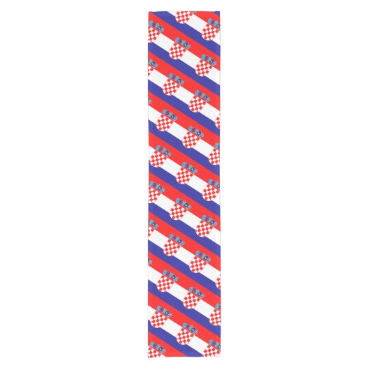 クロアチア国旗とクロアチアファッションホーム/スポーツファン ショートテーブルランナー (正面)