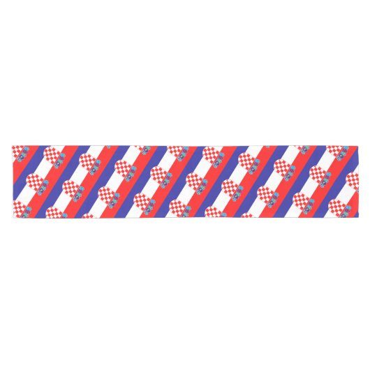 クロアチア国旗とクロアチアファッションホーム/スポーツファン ショートテーブルランナー (横)