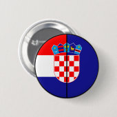 クロアチア国旗とコート・オブ・アームズ愛国的ボタン 缶バッジ (正面&裏面)