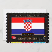 クロアチア国旗とハッピーニューイヤー/ウィズ最高のク・クロアチア シーズンカード (正面)