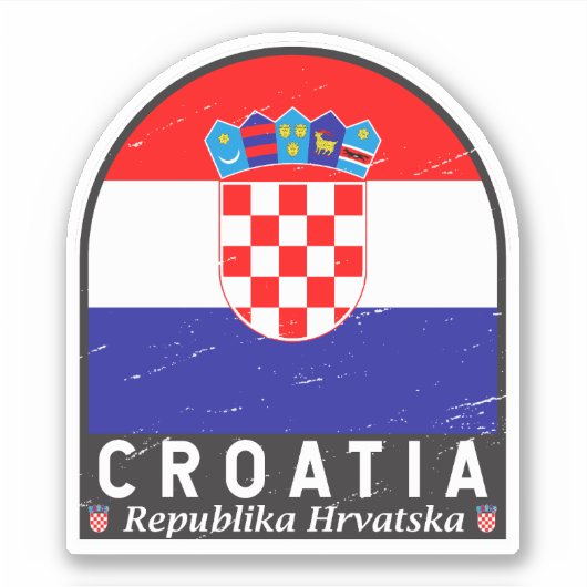 クロアチア国旗のエンブレム動揺してヴィンテージ シール (正面)