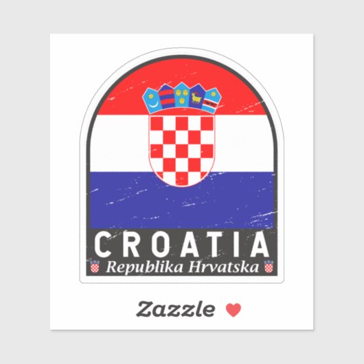 クロアチア国旗のエンブレム動揺してヴィンテージ シール (シート)