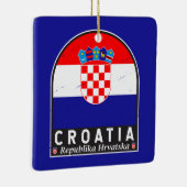 クロアチア国旗のエンブレム動揺してヴィンテージ セラミックオーナメント (右)