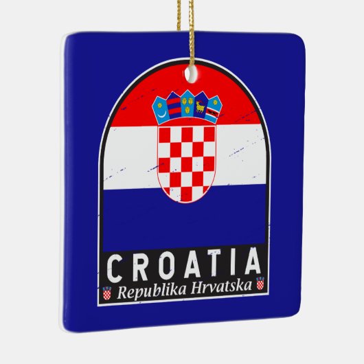 クロアチア国旗のエンブレム動揺してヴィンテージ セラミックオーナメント (右)