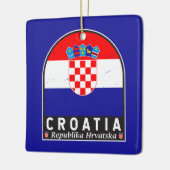 クロアチア国旗のエンブレム動揺してヴィンテージ セラミックオーナメント (左)