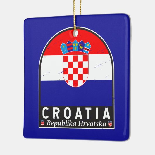 クロアチア国旗のエンブレム動揺してヴィンテージ セラミックオーナメント (左)