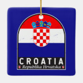 クロアチア国旗のエンブレム動揺してヴィンテージ セラミックオーナメント (裏面)