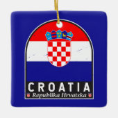 クロアチア国旗のエンブレム動揺してヴィンテージ セラミックオーナメント (正面)