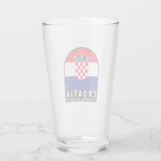 クロアチア国旗のエンブレム動揺してヴィンテージ タンブラーグラス (裏面)