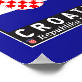 クロアチア国旗のエンブレム動揺してヴィンテージ ポスター (角)