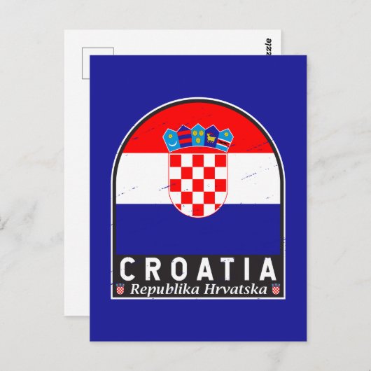 クロアチア国旗のエンブレム動揺してヴィンテージ ポストカード (正面/裏面)