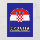 クロアチア国旗のエンブレム動揺してヴィンテージ ポストカード (正面)