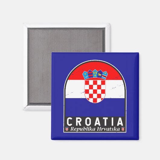 クロアチア国旗のエンブレム動揺してヴィンテージ マグネット (正面/裏面)