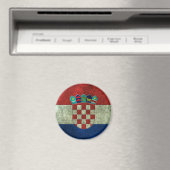 クロアチア国旗のエージングスチール効果 マグネット (インサイチュ (食洗機))